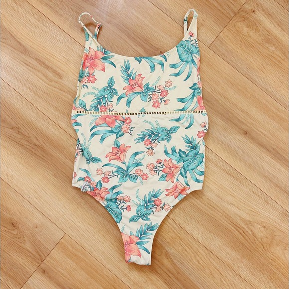 Rhythm. Yellow Floral One Piece Swimsuit Size Medium - Picture 1 of 4